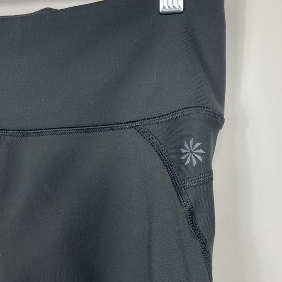 Athleta Black Mini Biker Shorts Mesh Back Pocket Active Gym Run Yoga Tennis Golf - Picture 4 of 14